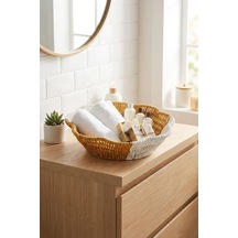 Çiçek Model Çift Renkli Plastik Rattan Ekmek Ve Meyve Sepeti, Çok Amaçlı Banyo Ve Mutfak Düzenleyici, Yıkanabili Diğer