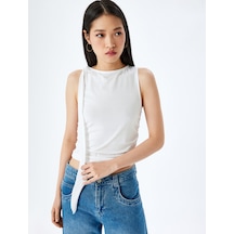 Koton Bağlama Detaylı Kolsuz Slim Fit Bisiklet Yaka Üst Ekru 5sal30023ık Ekru