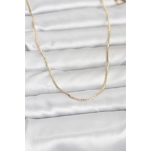 CM 14k Gold Renk İnce Kare Zincirli Model 60 CM Kadın Kolye Tdrtr