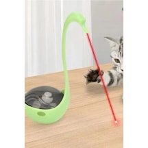 Kuğu Şeklinde Lazerli Ve Mama Hazneli Hacıyatmaz Kedi Oyuncağı Yeşil