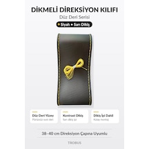 Trobus Skoda Scala 2019-2025 Uyumlu Dikmeli Direksiyon Kılıfı Düz Deri Siyah Sarı Dikiş