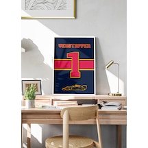 Max Verstappen F1 Poster Tablo Beyaz Çerçeveli