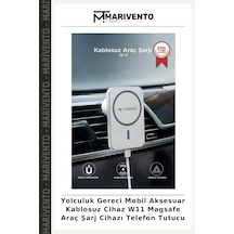 Yolculuk Gereci Mobil Aksesuar Kablosuz Cihaz W11 Magsafe Araç Şarj Cihazı Telefon Tutucu