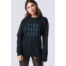 Fortnite Dans Baskılı Siyah Kadın Sweatshirt