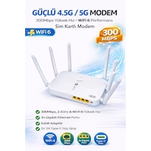 4g Sim Kartlı Modem - 2.4ghz - Wıfı6 Bağlantı - 300mpbs - 4xgigabit Port - 6xgüçlü Anten