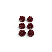 İtalyan Bluz Düğmesi / Gül Model / 6'lı Set / Bordo / 1.2 Cm / İgd1