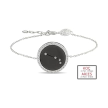Kuyumcudukkanı Zirkontaşlı"koç Burcu"bileklik-50283-arıes-blk Siyah - Beyaz