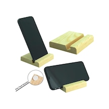 Ct8008 Telefon Standı Masaüstü Ahşap Kaymaz Taban Pedli 8cmx8cmx1,6cm Dizi, Film, Video, Görüntülü Sohbet Vb. İçin Dik Ve Yan Kullanımlı Telefon Tutucu Ahşap Stand Acı Kahverengi