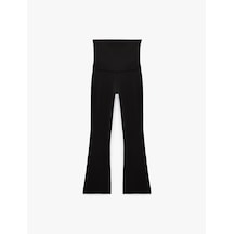 Koton Yüksek Bel Slim Fit Büzgülü İspanyol Paça Spor Tayt Siyah 7wak40176nk