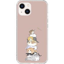 Apple Uyumlu iPhone 14 Şeffaf Kılıf Kedişler 1 Tasarımlı