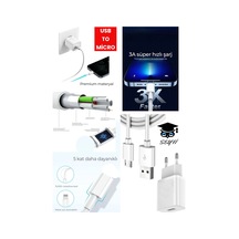 Usb - Micro Şarj Aleti Adaptör Ve 1 Metre Kablo 3a Ac 110-240v