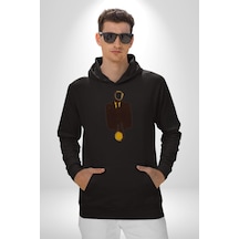 Görünmez İnsan Takım Elbise Kadın Erkek Siyah Kapüşonlu Sweatshirt Hoodie Siyah