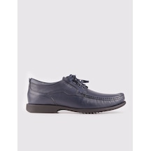 Hakiki Deri Lacivert Bağcıklı Erkek Günlük Ayakkabı Lacivert