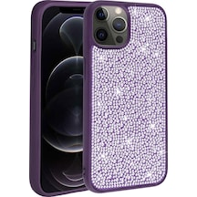 Mobilteam Apple Uyumlu iPhone 14 Pro Parlak Taşlı Tasarım Ston Kılıf-derin Mor Derin Mor