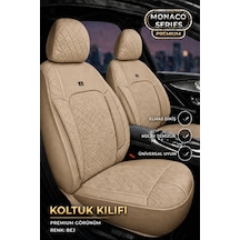 Vw Tiguan 2007-2016 Uyumlu Monaco Serisi Eviza Deri Detaylı Bej Koltuk Kılıfı