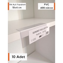 10 Ad Pvc Etiketlik Raf Önü Dik Yapışkanlı 10x4 CM Vitrin Etiketi