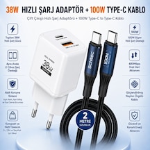 Schitec 38w 2 Çıkışlu Hızlı Şarj Başlığı Ve 100w Type-c To Type-c Süper Hızlı Şarj Kablosu 2 Metre