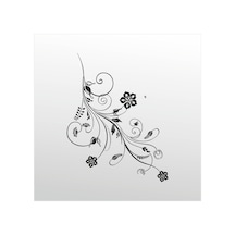 Folyo Sticker Çiçek Deseni 90 Cm Uzunluk Siyah