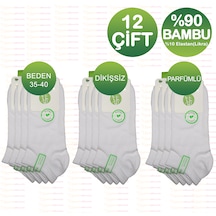 Gülsa 12 Çift Bayan Beyaz Bambu Patik Çorap Parfümlü Dikişsiz Kısa Bilek Kadın Spor Ayakkabı Çorabı