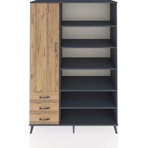 Hyperion Dolap 9 Raflı 3 Çekmeceli 3 Kapaklı 132x44x195 Antrasit-çam/çam Atlas Çam/atlas Çam