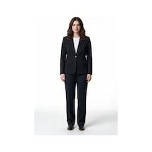 Ekol Bb Kadın Çentikli Yaka Tek Düğmeli Uzun Kollu Blazer Ceket Siyah