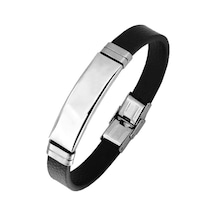 Brezza Lusso Jewelry Sade Model Beyaz Parlak Çelik Erkek  Bileklik Beyaz