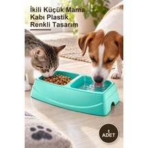 1 Adet İkili Küçük Mama Kabı Plastik Renkli Tasarım