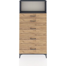 Arges Dolap Tek Raflı 5 Çekmeceli 88x30x182 Antrasit-çam Antrasit