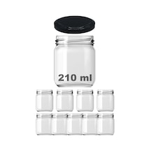 Afracam 210 Ml Metal Kapaklı Şeffaf Cam Kavanoz 9 Adet Siyah