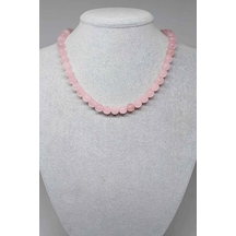 Pembe Kuvars Taşı Kolye 8mm (Klipsli) Çok Renkli