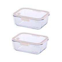 Fika Glace Bej Vakumlu 2 Parça Saklama Kabı 1200 Ml Çok Renkli
