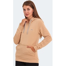 Slazenger KESHIAN IN Kadın Kapüşonlu Cepli Açık Kahve Sweatshirt