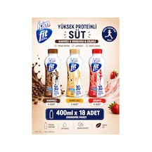 Fit Laktozsuz Yüksek Proteinli Süt Çilek Kahve Vanilya 400 Ml X18 Adet