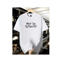 Medinenur Why So Serıous Yazı Detaylı Basic T-shirt Beyaz