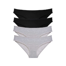 4 Adet Süper Eko Set Likralı Kadın Slip Külot Siyah Gri Standart
