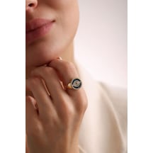 Evil Eye Altın Yüzük Opal Taş Özel Tasarım T13595 Renkli