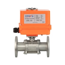 Unox Dn32 - 1 1/4"24 V Dc Elektrikli Aktüatörlü Flanşlı Küresel Vana 3 Parçalı