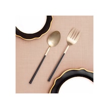 Thee Mia Bianco 2 Parça Salata Servis Takımı - Siyah / Gold Renkli