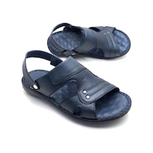 Deritarz Hakiki Deri Ortopedik Erkek Sandalet Lacivert