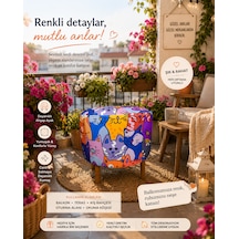 Diday Kedi 2 Puf Trend Puf Koltuk Puff Bench Dekoratif Bohem Doğal Gürgen Ayaklı Çok Amaçlı Bahçe Ev Balkon Çocuk Bench Çok Renkli