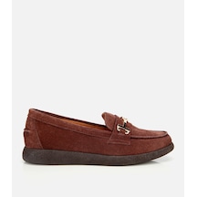 Hotiç Kadın Süet Deri Kahverengi Yumuşak Tabanlı Comfort Günlük Loafer