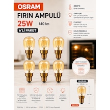 6 Adet 25w E14 Fırın Ampulü 300 C Isıya Dayanıklı Sarı Işık