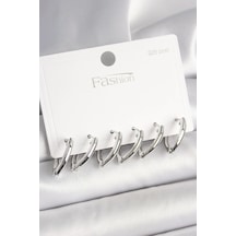 Ers 925 Ayar Gümüş Çivi Pirinç Gümüş Renk Üçgen Model Kadın Küpe Seti Tcxbkp10414 Çok Renkli