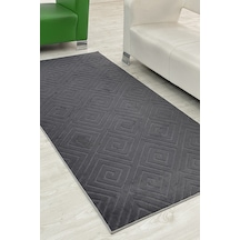 Lüle Halı Delüx Kabartmalı Düz Renk Üstün Kalite De Kaymaz Tabanlı Yolluk Halı Antrasit