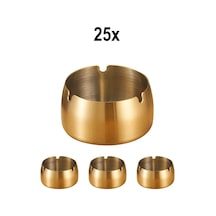 25 Adet Çelik Gold 8 Cm Kafe Restaurant Lokanta Yuvarlak Kül Tablası Küllük