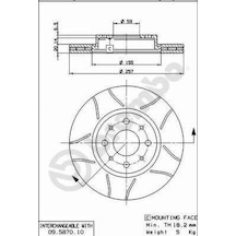 Fren Disk - Alfa Romeo 155, Punto, Doblo, Tipo, Bravo, Barchetta, Strada, Marea, Brava, Palio, Tempra, Siena, Egea - Brembo-09587075