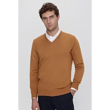 Morven Basic Dinamik Fit Rahat Kesim V Yaka Triko Kazak 99kc017004408 Camel