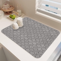Yıkanabilir Bulasik Kurutma Mati Kurulama Bezi Kurutma Örtüsü Tezgah Üstü Bulaşıklık 40x50 Cm, Gri-1 Diğer
