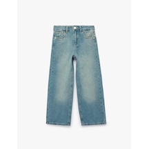 Koton Pamuklu Cepli Loose Fit Geniş Paça Denim Pantolon Orta İndigo 7wkg40037ad