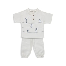 Civil Baby Palmiye Baskılı 6-18 Ay Takım - Ekru